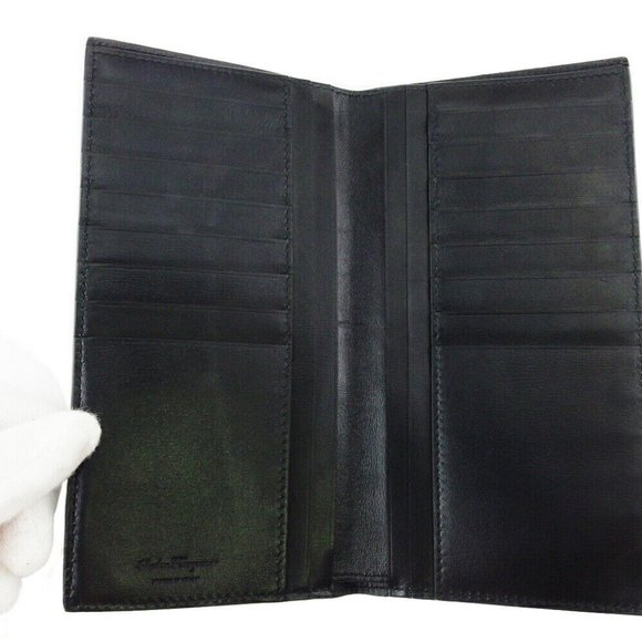 SALVATORE FERRAGAMO Long billing Ganchini Pattern Leather Authentic USED - Picture 8 of 11